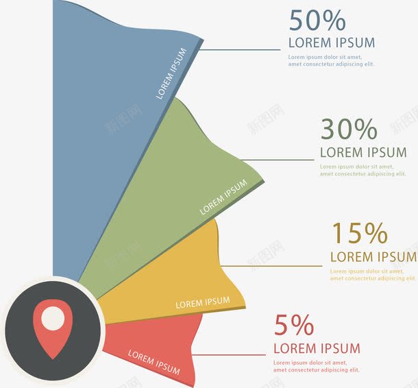 定位符扇形占比图png免抠素材_新图网 https://ixintu.com 信息图表 定位符 数据占比 矢量素材