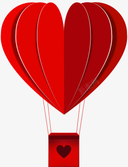 红色简约爱心热气球装饰图案素材