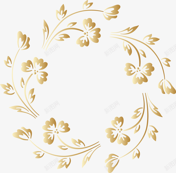 金色花边矢量图ai免抠素材_新图网 https://ixintu.com 创意卡通 卡通插图 插图 花边 金色 鲜花框 矢量图