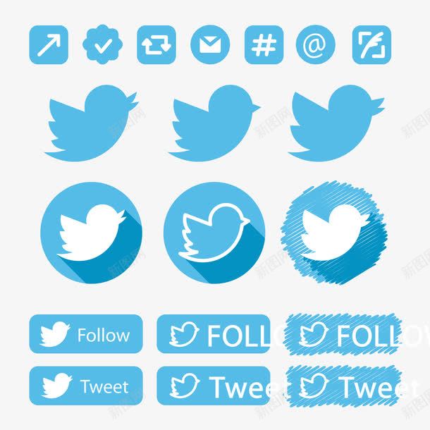 蓝色twitter图标png_新图网 https://ixintu.com Twitte r互联网 图标 媒体 社交 蓝色