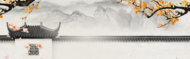 简约中国风banner海报背景psd设计背景_新图网 https://ixintu.com banner背景 中国风 古窗 古色古 山 意境 梅花 水墨 水墨画 纹理背景 质感背景 鸽子