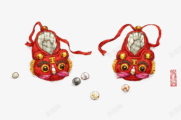 虎头鞋png免抠素材_新图网 https://ixintu.com 传统虎头鞋 小鞋子 红色 虎头鞋