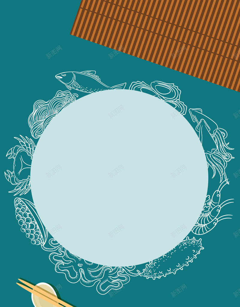 矢量手绘扁平化吃货海鲜美食背景ai设计背景_新图网 https://ixintu.com 俯视 吃货 扁平化 手绘 海报 海鲜 矢量素材 简约 美味 美食 背景 食品 餐具 鲜美 矢量图