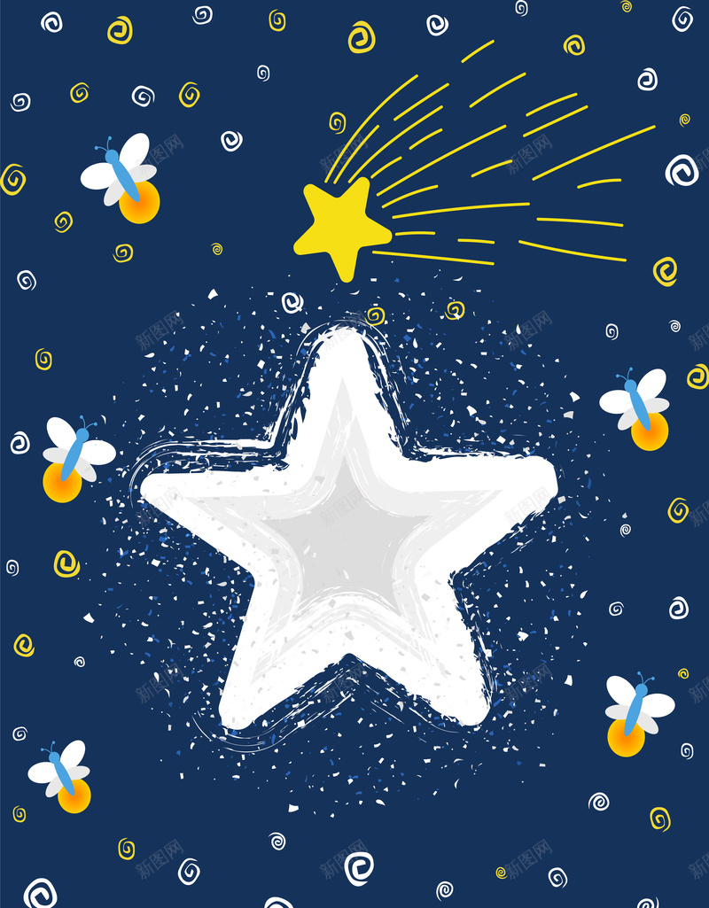 矢量卡通手绘儿童星空背景图ai设计背景_新图网 https://ixintu.com 儿童 卡通 手绘 星空 矢量 矢量图 背景图 萤光 萤火虫 蓝色