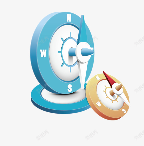 蓝色指南针图标png_新图网 https://ixintu.com AI ai 创意 商务 小图标 指南针 白色 科技