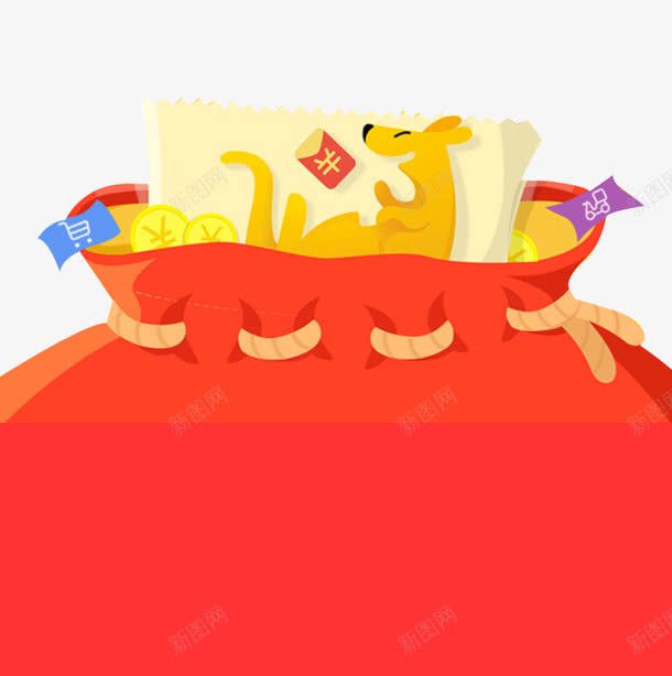 卡通钱袋png免抠素材_新图网 https://ixintu.com 优惠券 卡通 钱包 钱袋 钱袋模型