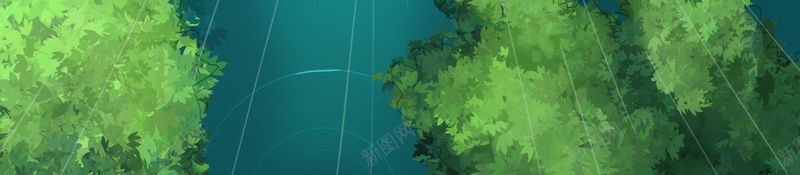 手绘风格你好七月海报psd_新图网 https://ixintu.com 你好七月 你好夏天 夏天 夏季 手绘风格 树 湖水 鱼