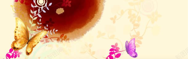 炫彩水墨画banner背景jpg设计背景_新图网 https://ixintu.com 中国风 台历 水墨画 蝴蝶