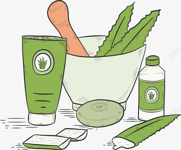 手工芦荟面膜矢量图eps免抠素材_新图网 https://ixintu.com 手工面膜 消炎 矢量素材 芦荟 芦荟面膜 矢量图