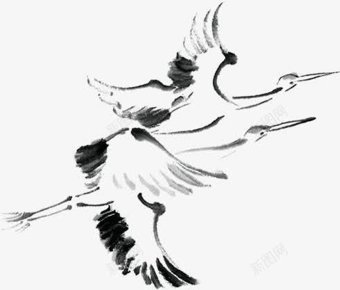 水墨画丹顶鹤手绘人物png免抠素材_新图网 https://ixintu.com 丹顶鹤 人物 水墨画