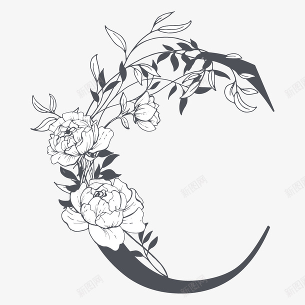 素雅花枝字母C矢量图ai免抠素材_新图网 https://ixintu.com C 字母 字母C 素雅字母 艺术字 艺术字母 花朵 设计字体 设计字母 矢量图