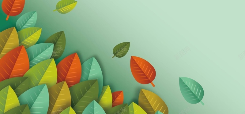 彩色树叶背景矢量ai设计背景_新图网 https://ixintu.com anner banner 几何 彩色 扁平 树叶 海报banner 渐变 矢量 素材 背景 矢量图