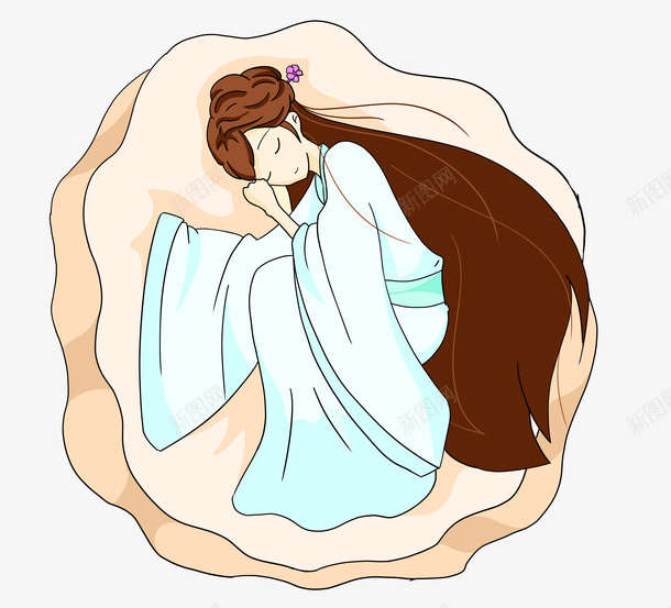 睡觉古装女孩png免抠素材_新图网 https://ixintu.com 古装 国潮 女孩 睡觉
