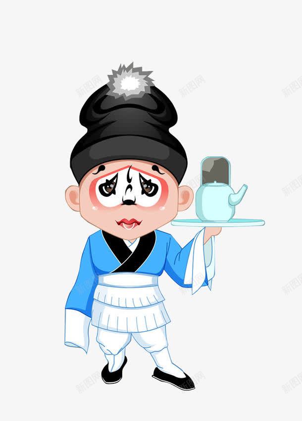卡通古典店小二端茶壶png免抠素材_新图网 https://ixintu.com 卡通 卡通人物 古典 店小二 端茶杯 茶壶