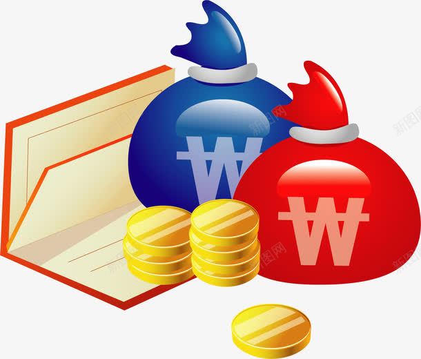 卡通手绘金融算账图标png_新图网 https://ixintu.com 卡通图标 图标 算账图标 经济 记账本 账本 金融 钱袋