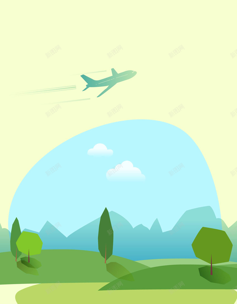 扁平旅游风景海报矢量背景ai设计背景_新图网 https://ixintu.com 户外 扁平 旅游 海报 矢量 美景 背景 风景 飞机 矢量图