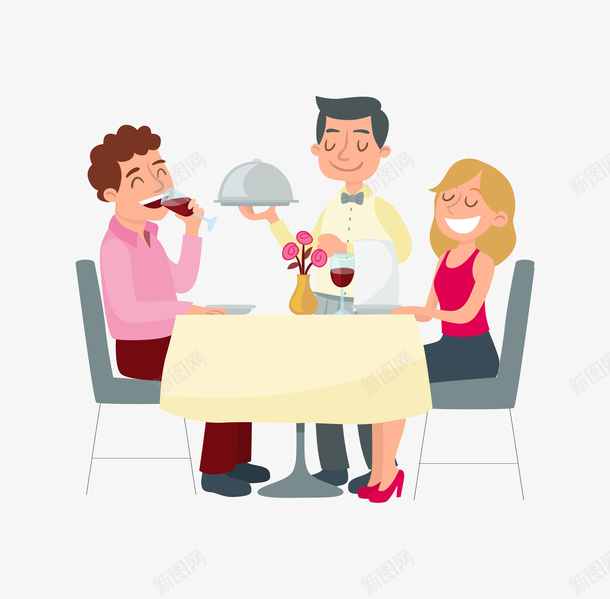 手绘卡通餐厅就餐人物png免抠素材_新图网 https://ixintu.com canting 卡通 卡通人物 吃饭 坐在餐桌前 就餐人物 手绘 餐厅
