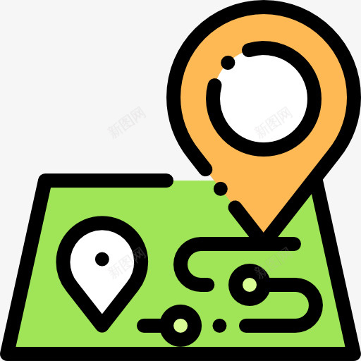 地图坐标免抠图标png_新图网 https://ixintu.com 矢量图案 卡通装饰 免抠图 定位 简约地图 坐标