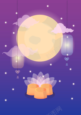 中秋节赏月海报矢量图背景