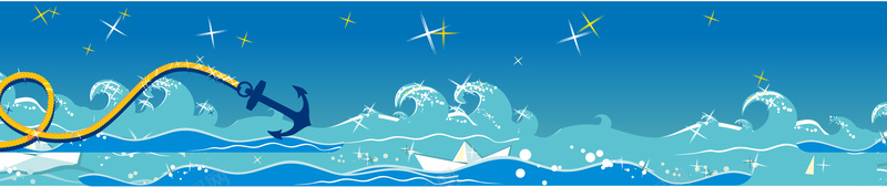 夏日清新背景矢量图ai设计背景_新图网 https://ixintu.com 卡通 夏日 手绘 插画海浪 星光 海报banner 海浪 清新 矢量图 童趣 船锚 蓝色