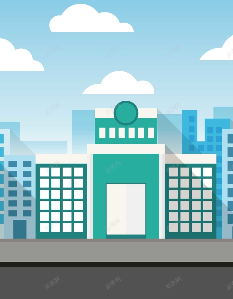扁平化城市建筑背景模版矢量图ai设计背景_新图网 https://ixintu.com 几何图形 商务 城市建筑 扁平化 海报矢量背景模版 矢量图