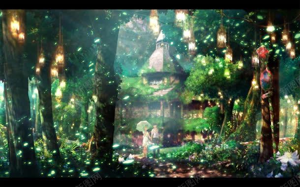绿色梦幻树林风景png免抠素材_新图网 https://ixintu.com 树林 梦幻 绿色 风景