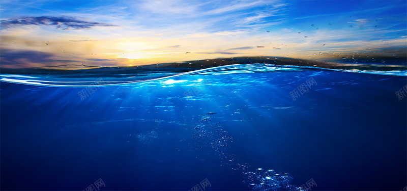 海面风景背景jpg设计背景_新图网 https://ixintu.com 光线 水滴 海底 海报banner 纹理 蓝色 质感 黄昏