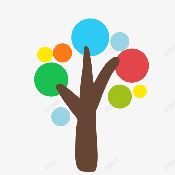卡通彩色圆形树木png免抠素材_新图网 https://ixintu.com 卡通小树 圆形树木 小树 彩色小树 树
