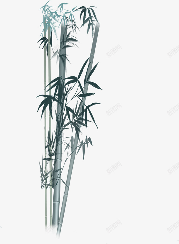 蓝色翠竹毛笔字水墨画png免抠素材_新图网 https://ixintu.com 毛笔字 水墨画 翠竹 蓝色