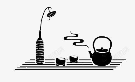 茶工艺png免抠素材_新图网 https://ixintu.com 茶壶 装饰画 黑色