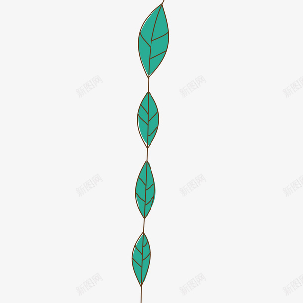 绿色的树叶分割线png免抠素材_新图网 https://ixintu.com png图形 png装饰 分割线 手绘 绿色 装饰