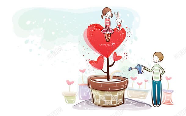 手绘卡通情侣爱心jpg高清背景_新图网 https://ixintu.com 卡通 情侣 爱心