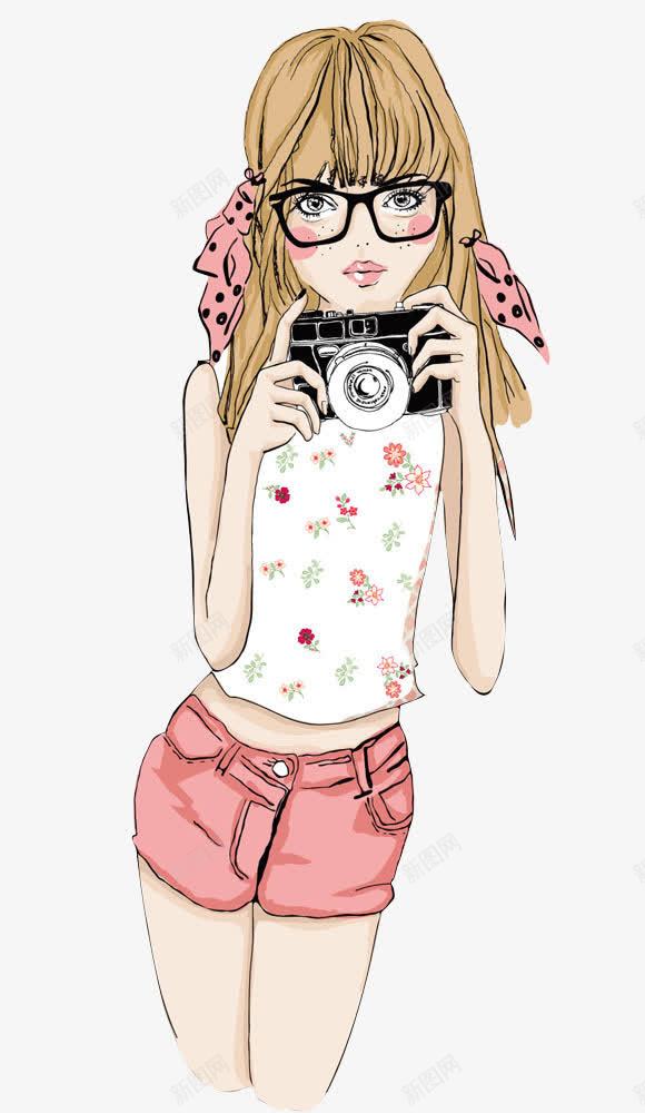 拍照的女孩png免抠素材_新图网 https://ixintu.com 卡通女孩 手拿相机 拍照 拍照的女孩