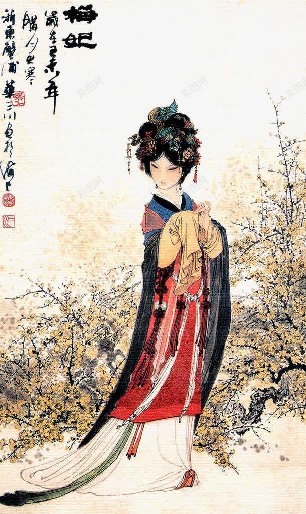国画美女png免抠素材_新图网 https://ixintu.com 中国画 典雅端庄 古代女子 唯美 美女 美女肖像画