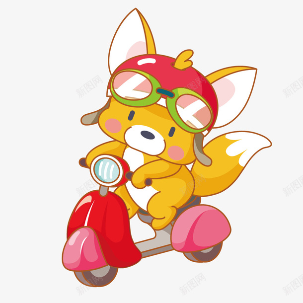 开摩托车的狐狸矢量图ai免抠素材_新图网 https://ixintu.com 交通工具 动物 卡通 摩托车 狐狸 矢量图