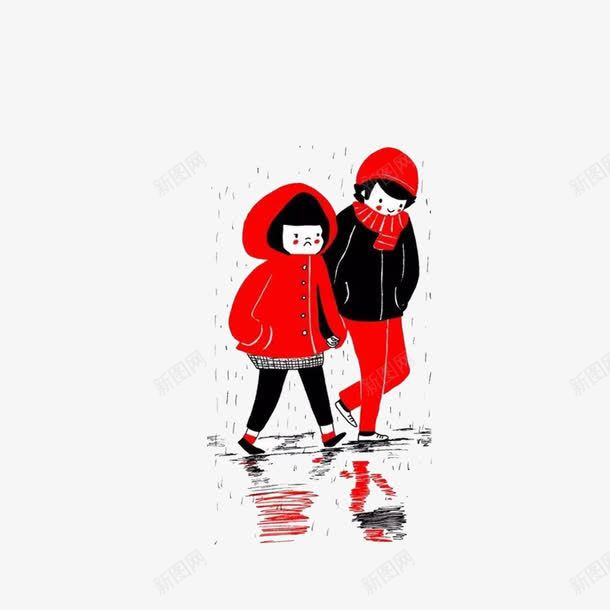插画卡通人物png免抠素材_新图网 https://ixintu.com 两个人 两人同行 两人牵手 出行 插画卡通人物 散步 海报设计底纹