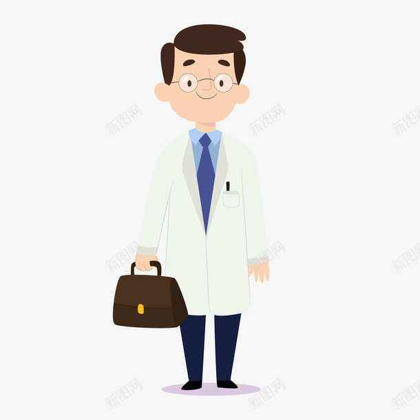 白大褂男医生png免抠素材_新图网 https://ixintu.com 卡通人物 卡通男子 男医生 白大褂