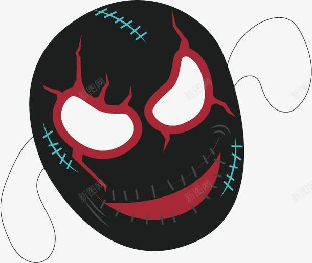 怪物面具png免抠素材_新图网 https://ixintu.com 万圣节 巫师 怪人 装饰物 面具 魔鬼 黑白小怪物