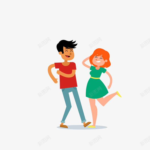 红绿色跳舞卡通男女矢量图ai免抠素材_新图网 https://ixintu.com 卡通男女 男女 红色 绿色 跳舞 跳舞男女 男女男 矢量图