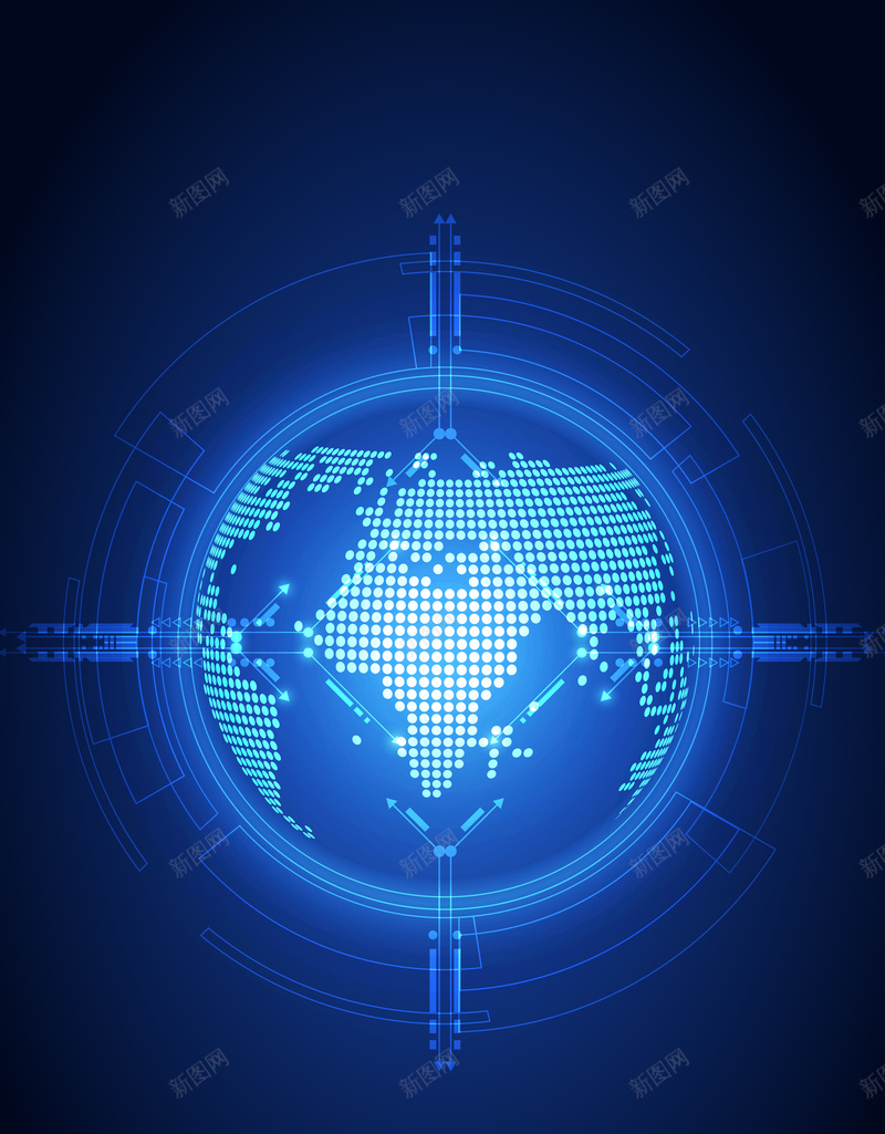 蓝色简约地球科技海报背景矢量图ai设计背景_新图网 https://ixintu.com 光线 地球 射线 科技宣传 科技感 科技海报 简约 蓝色 蓝色海报 矢量图