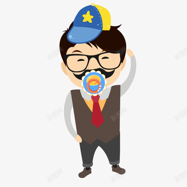 卡通戴帽子的大小孩人物psd免抠素材_新图网 https://ixintu.com 人物设计 儿童节 卡通 可爱 大小孩 戴帽子