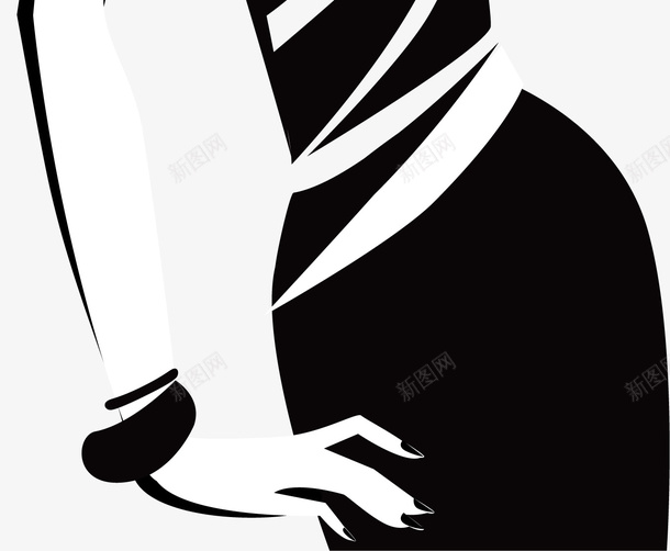 元素手绘时尚黑白美女矢量图eps免抠素材_新图网 https://ixintu.com 手绘时尚 矢量元素 黑白美女 矢量图