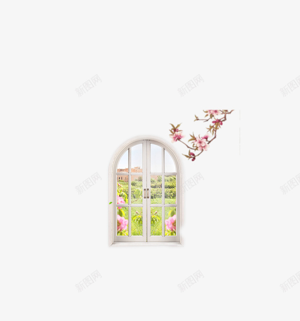 精美窗户桃花psd免抠素材_新图网 https://ixintu.com 桃花 白色 白色窗框 窗户 精美 花朵