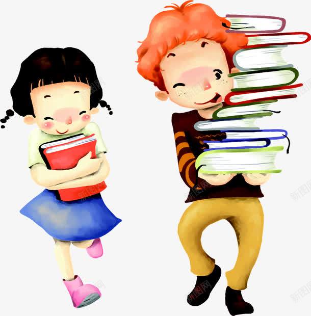手绘搬书籍插画png免抠素材_新图网 https://ixintu.com 书籍 插画 素材