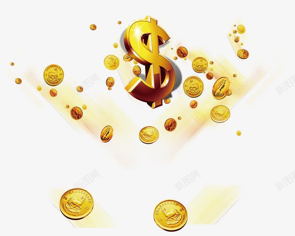 漂浮金币png免抠素材_新图网 https://ixintu.com 免抠素材 欧元 漂浮 美元 美元符号 金币
