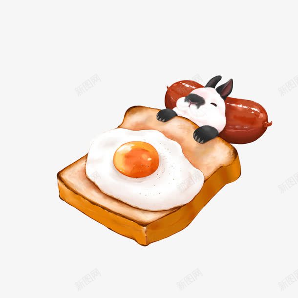食物手绘png免抠素材_新图网 https://ixintu.com 火腿 煎蛋 面包