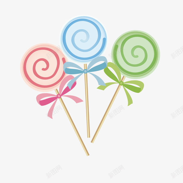 彩色的棒棒糖食物png免抠素材_新图网 https://ixintu.com 卡通 天猫吃货节 彩色 棒棒糖 甜食 蝴蝶结 食物