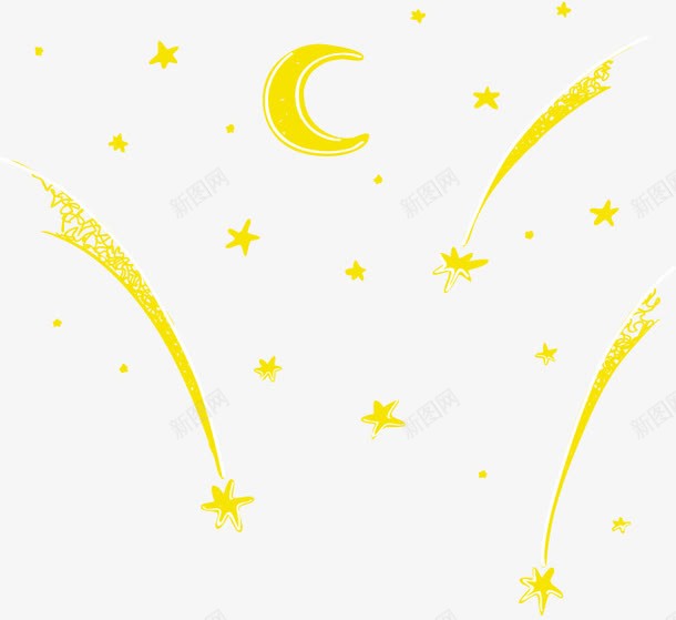 黄色五角星流星png免抠素材_新图网 https://ixintu.com 五角星 五角星流星 流星 黄色