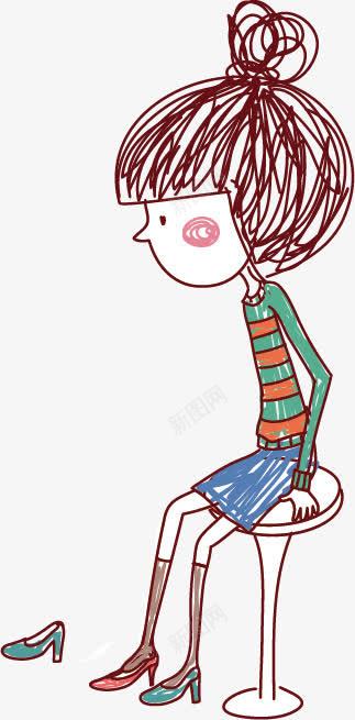 试鞋子女孩png免抠素材_新图网 https://ixintu.com 卡通女孩 坐着的小女孩 坐着的小朋友 小姑凉 穿鞋子的女孩