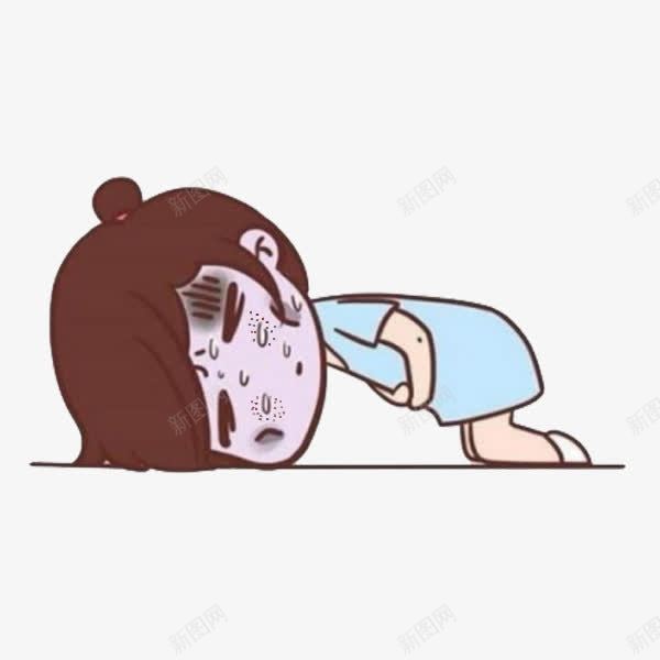 疼痛的女孩png免抠素材_新图网 https://ixintu.com 卡通 可爱的 小女孩 疼痛的 简笔 趴着 长斑
